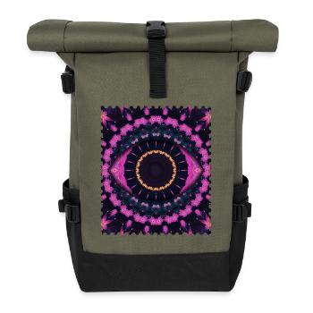 Cercle de fleurs kaléidoscopique - Sac à dos roll top - olive/noir - Devant