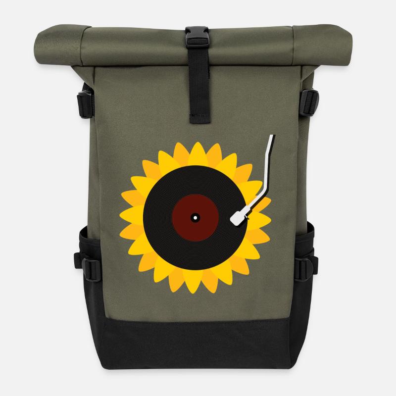 Disque du tournesol - Sac à dos roll top - olive/noir