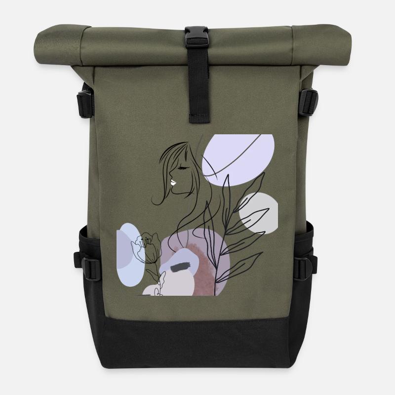 Abstrakte Silhouette mit Pastellformen - Rolltop Rucksack - Olive/Schwarz