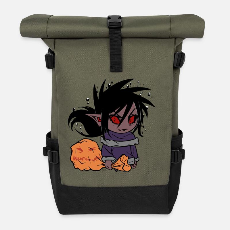 Chibi of Halloween - Roll Top Backpack - olive/black