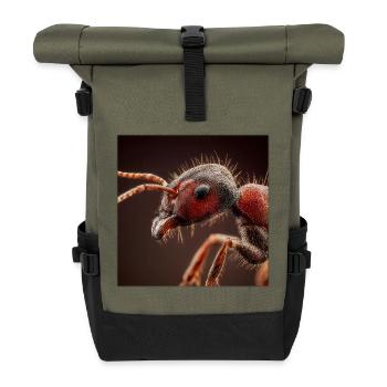 Ants Macro Realistic Wildlife Portrait - Roll Top Backpack - olive/black - Front