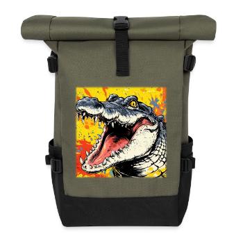 Crocodile sauvage – Design urbain d’art urbain - Sac à dos roll top - olive/noir - Devant