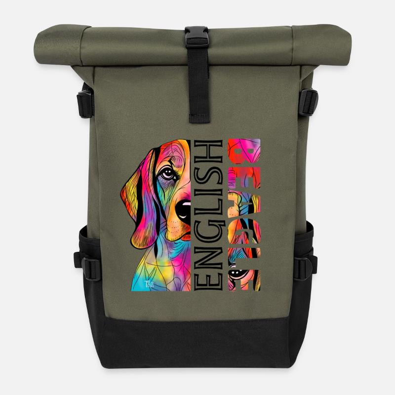 Beagle - Sac à dos roll top - olive/noir
