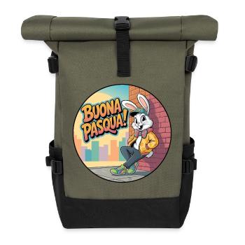 Happy Easter Urban Rabbit - Roll Top Backpack - olive/black - Front