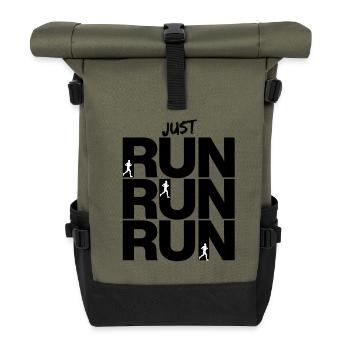 JUST RUN RUN RUN – GO! - Rolltop Rucksack - Olive/Schwarz - Vorne
