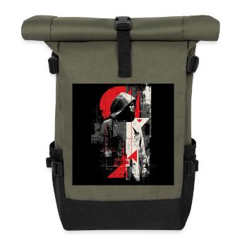 Geometric Shadow Pullover Hoodie - Roll Top Backpack - olive/black - Front