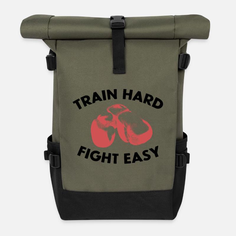 TRAINIEREN SIE HART, KÄMPFEN LEICHT - Rolltop Rucksack - Olive/Schwarz
