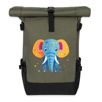 Colorful elephant confetti - Roll Top Backpack - olive/black - Front
