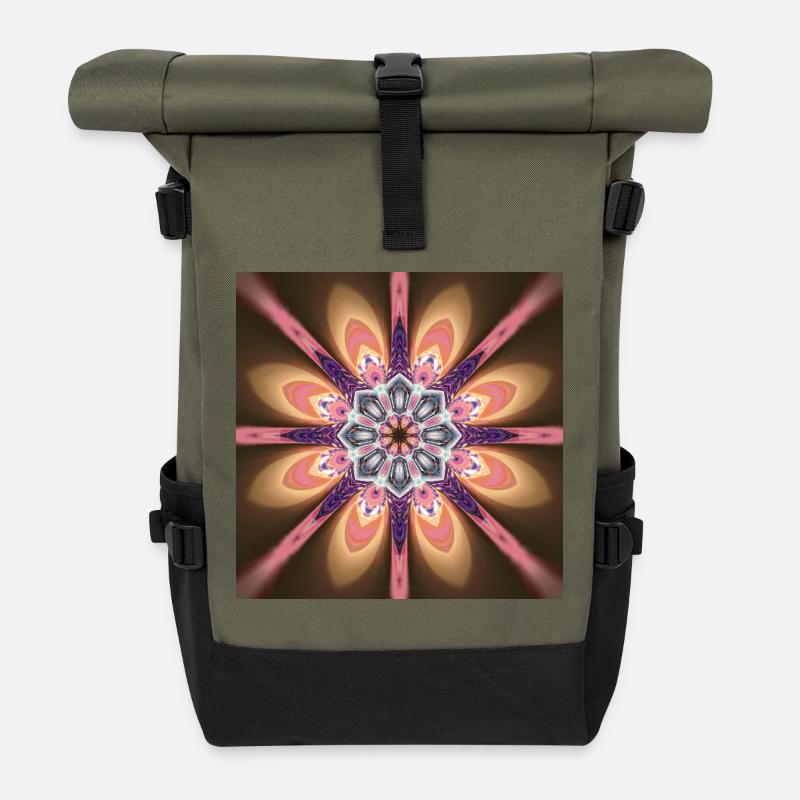 Mandala Dawn - Roll Top Backpack - olive/black