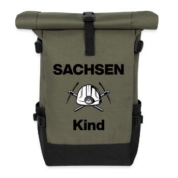 SACHSEN KIND, GLÜCK AUF! STEIGER AUF KOHLE GEBOREN - Rolltop Rucksack - Olive/Schwarz - Vorne