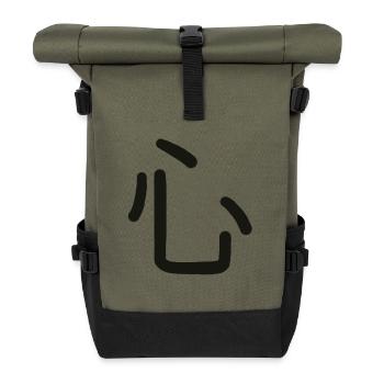 Kokoro, Japanese symbol for what you are - Roll Top Backpack - olive/black - Front