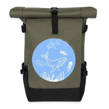 Underwater world - Rolltop Rucksack - Olive/Schwarz - Vorne