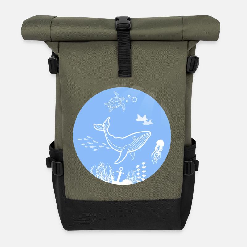 Underwater world - Rolltop Rucksack - Olive/Schwarz