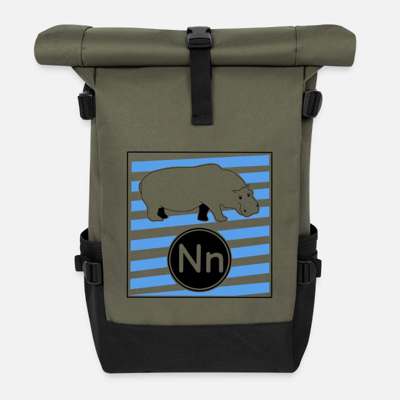 Ni pour Hippopotamus - Sac à dos roll top - olive/noir