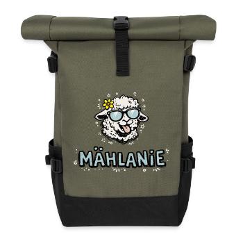 Mählanie Funny Sheep Doodle Name Melanie - Roll Top Backpack - olive/black - Front