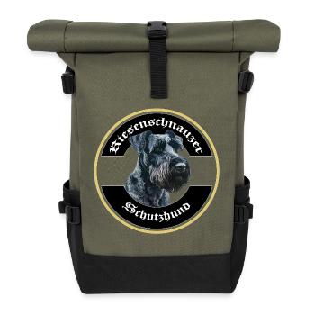 Riesenschnauzer Schutzhund IGP Motiv - Rolltop Rucksack - Olive/Schwarz - Vorne