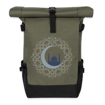 Islamische Kunst-Moschee Halbmond Elegant - Rolltop Rucksack - Olive/Schwarz - Vorne