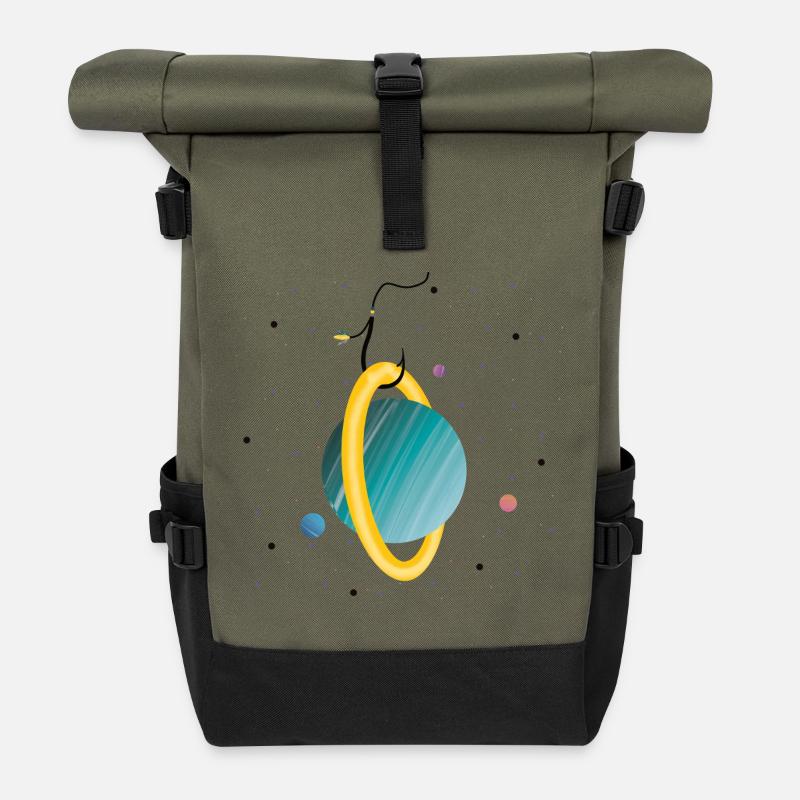 Planète accrochée (2/3) - Sac à dos roll top - olive/noir
