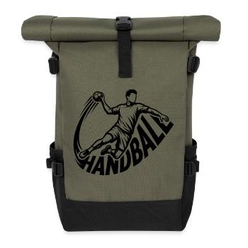 Handball Handballer Handballspieler - Rolltop Rucksack - Olive/Schwarz - Vorne