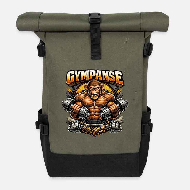 Le singe le plus sportif de la salle - Gympanse - Sac à dos roll top - olive/noir