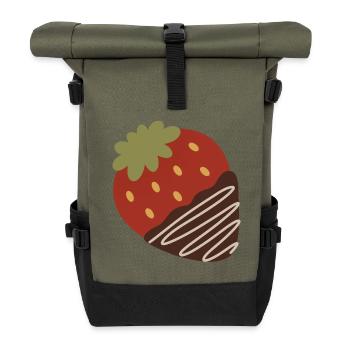 Strawberry Dipped in Chocolate - Roll Top Backpack - olive/black - Front