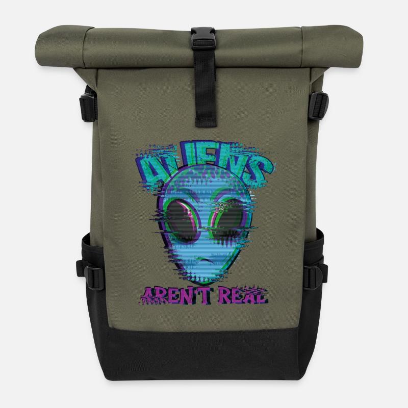 Seltsam ist kein echter außerirdischer Glitch - Rolltop Rucksack - Olive/Schwarz