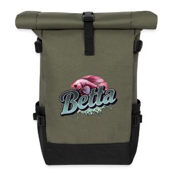 Betta Fisch - Kampffisch - Rolltop Rucksack - Olive/Schwarz - Vorne
