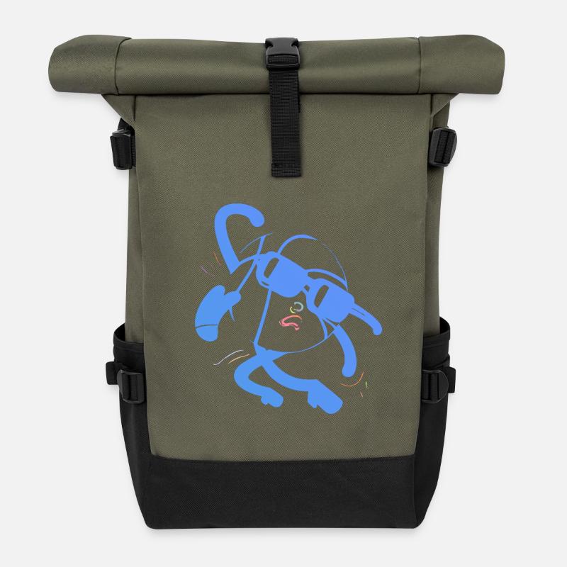 Blue ball - Roll Top Backpack - olive/black