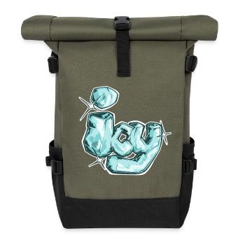 Icy, a drawn word - Roll Top Backpack - olive/black - Front
