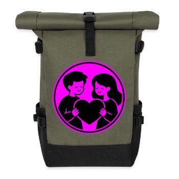 Paar Herz Beziehung - Rolltop Rucksack - Olive/Schwarz - Vorne