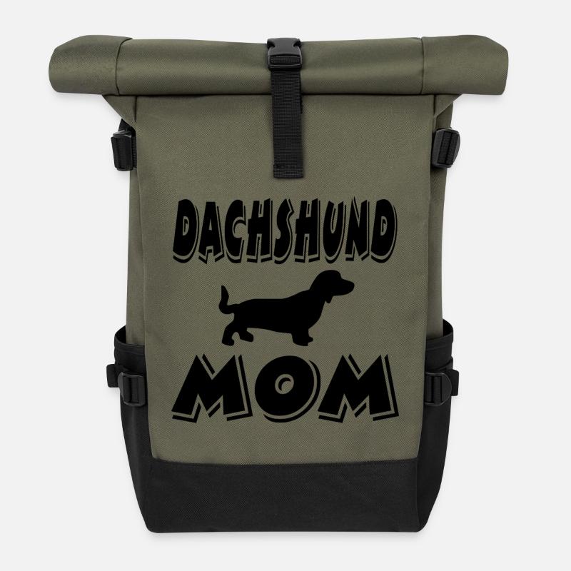 Dachshund - Roll Top Backpack - olive/black