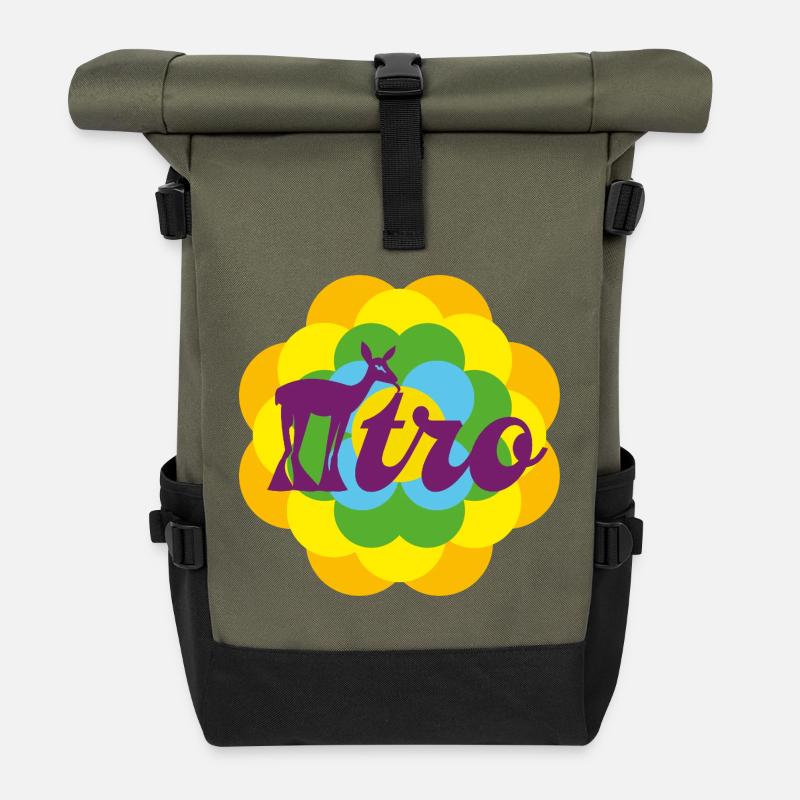 Rétro - Sac à dos roll top - olive/noir