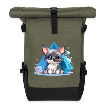 Chiot en Cristal dans le style Glace - Sac à dos roll top - olive/noir - Devant