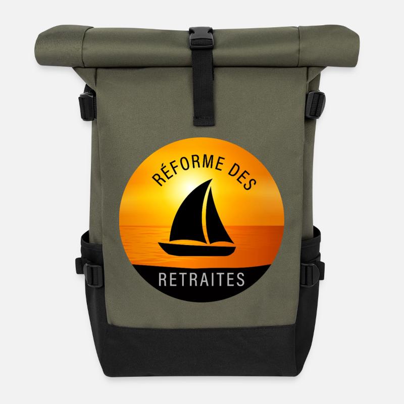 Reforme_des_retraites - Sac à dos roll top - olive/noir