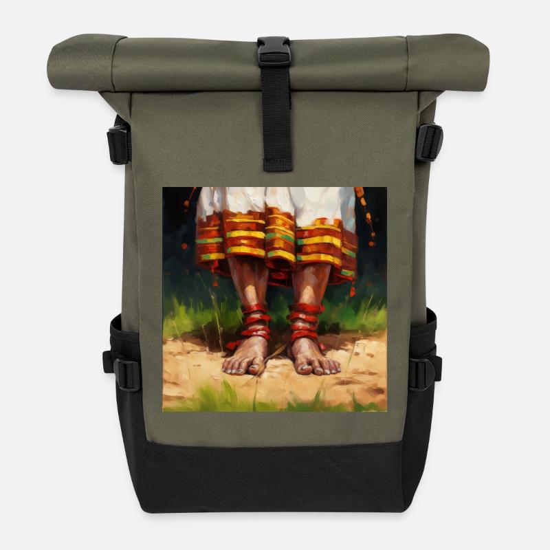 Wurzeln der Erde - Rolltop Rucksack - Olive/Schwarz
