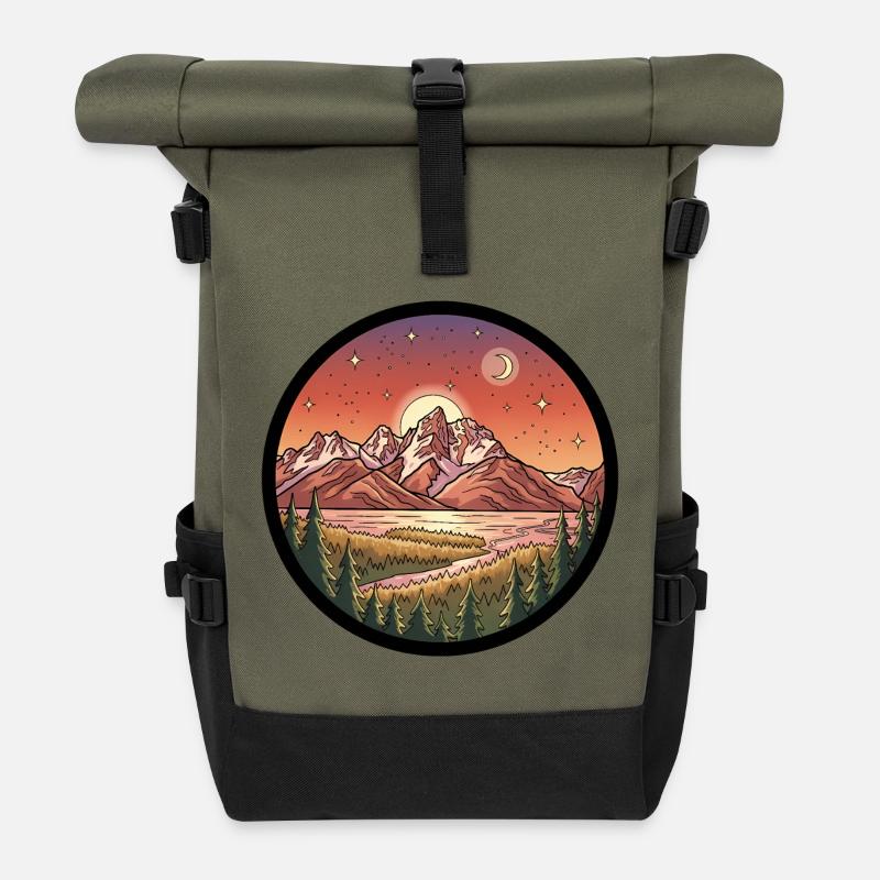 Mondscheingebirge Rundpatch - Rolltop Rucksack - Olive/Schwarz