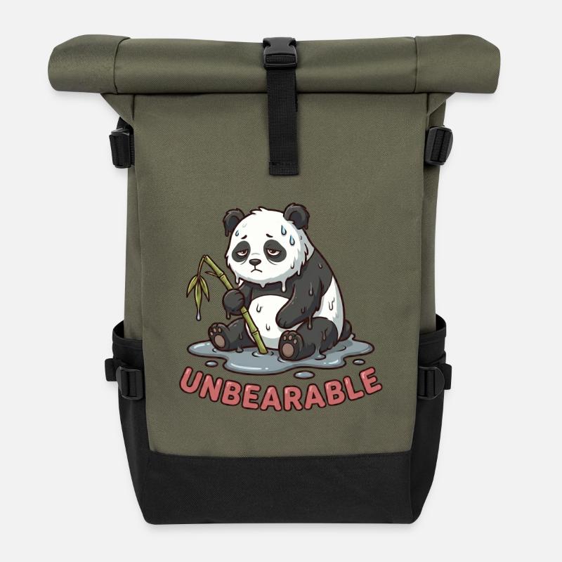 Das Leben ist unerträglich – Lustiges Panda-Meme - Rolltop Rucksack - Olive/Schwarz