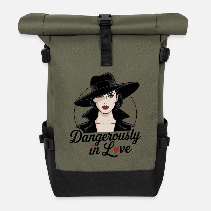 Femme Fatale - Dangerously in Love - Roll Top Backpack - olive/black