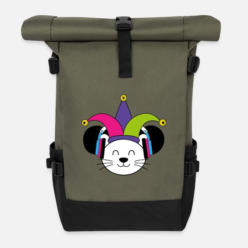 Carnival Mouse - Roll Top Backpack - olive/black
