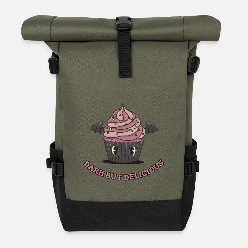 Cute Gothic Cupcake - Roll Top Backpack - olive/black