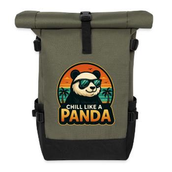 Chill like a panda - Roll Top Backpack - olive/black - Front