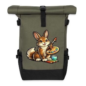 Artiste lapin avec palette - Sac à dos roll top - olive/noir - Devant
