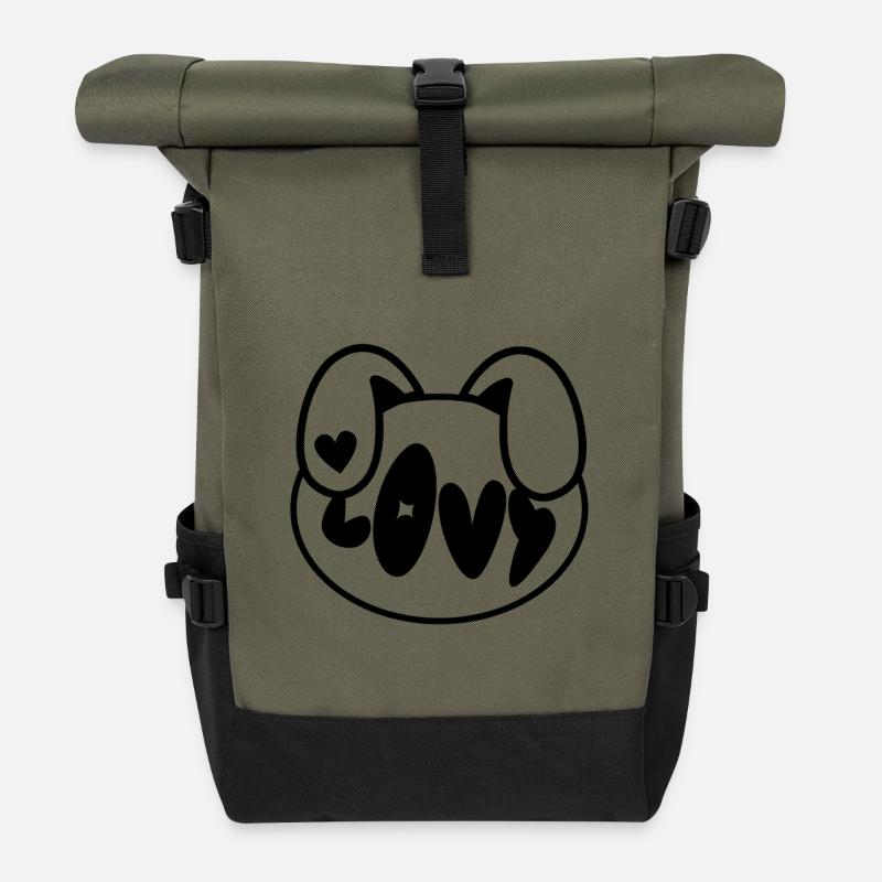 Plush: Lovy (Kopf) - Rolltop Rucksack - Olive/Schwarz