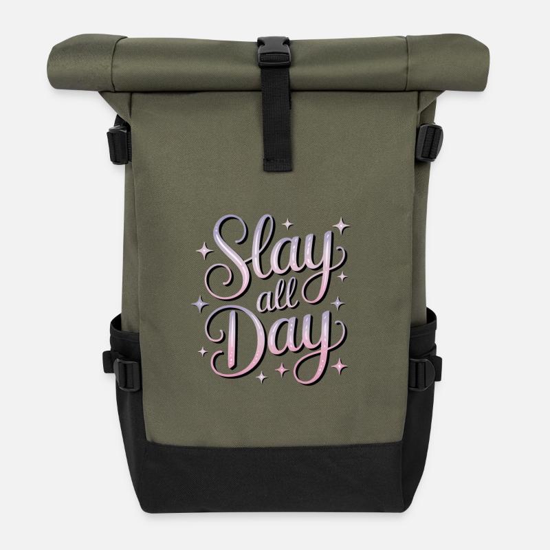 Slay All Day - Rolltop Rucksack - Olive/Schwarz