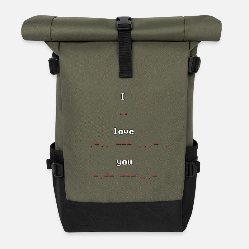 Retro Pixel Art Morse Code I Love you - Rolltop Rucksack - Olive/Schwarz