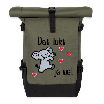 Exams Motivation Elephant - Roll Top Backpack - olive/black - Front