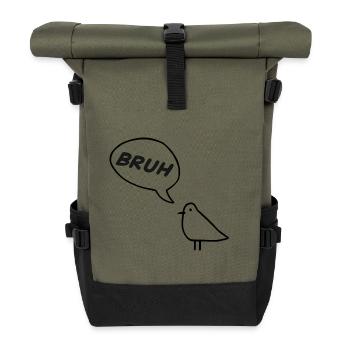 Ein frecher Vogel, der BRUH! - Rolltop Rucksack - Olive/Schwarz - Vorne