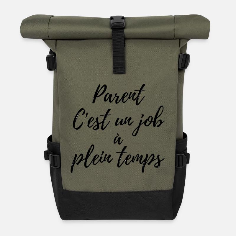 Elternschaft ist ein Vollzeitberuf - Rolltop Rucksack - Olive/Schwarz