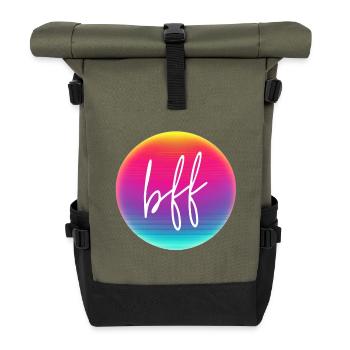 BFF! Neon Kreis Personalisierbar - Rolltop Rucksack - Olive/Schwarz - Vorne