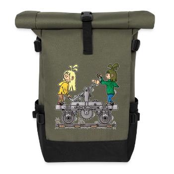 Rona & Quinn – the hand-lever trolley / - Roll Top Backpack - olive/black - Front